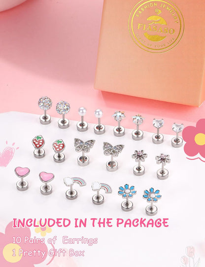 silver flat back earrings for girls