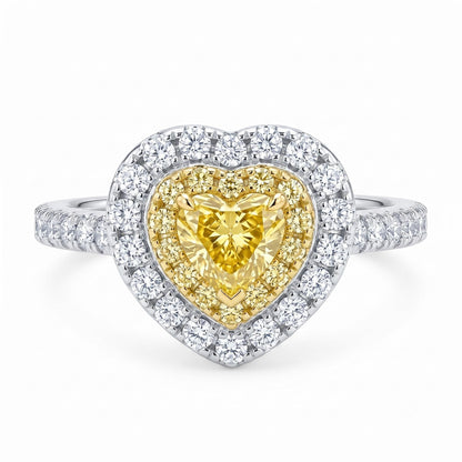 Heart Halo Cubic Zirconia Engagement Ring for Women, 925 Sterling Silver Platinum Plated Promise Ring, Ice Flower Statement Ring