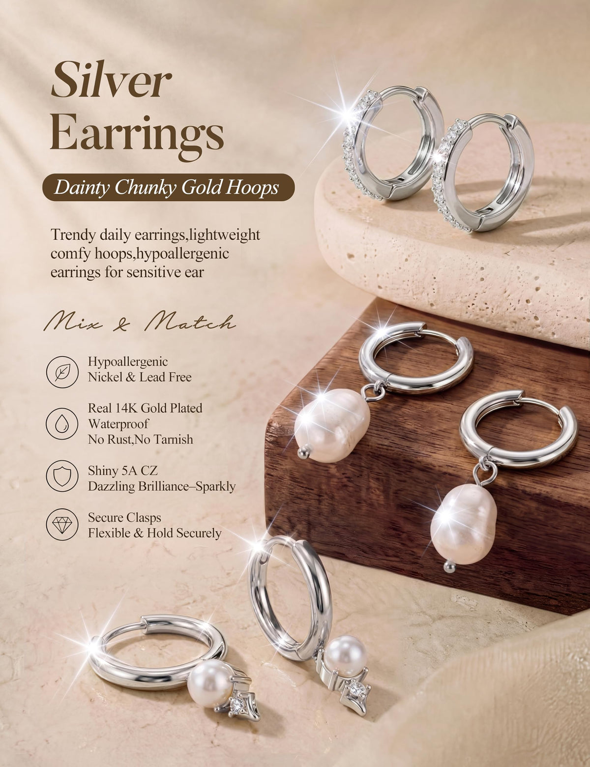 silver-tone teardrop hoop earrings – product image 28