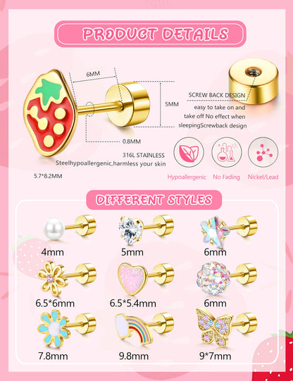14K gold-plated flat back earrings – product image 8