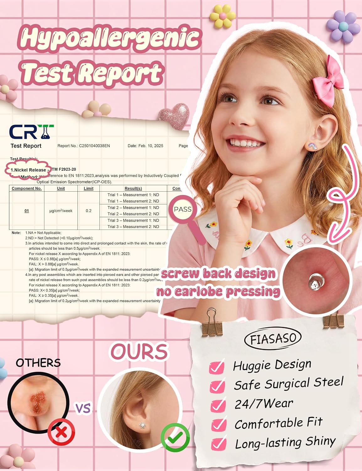 surgical stainless steel earrings for girls