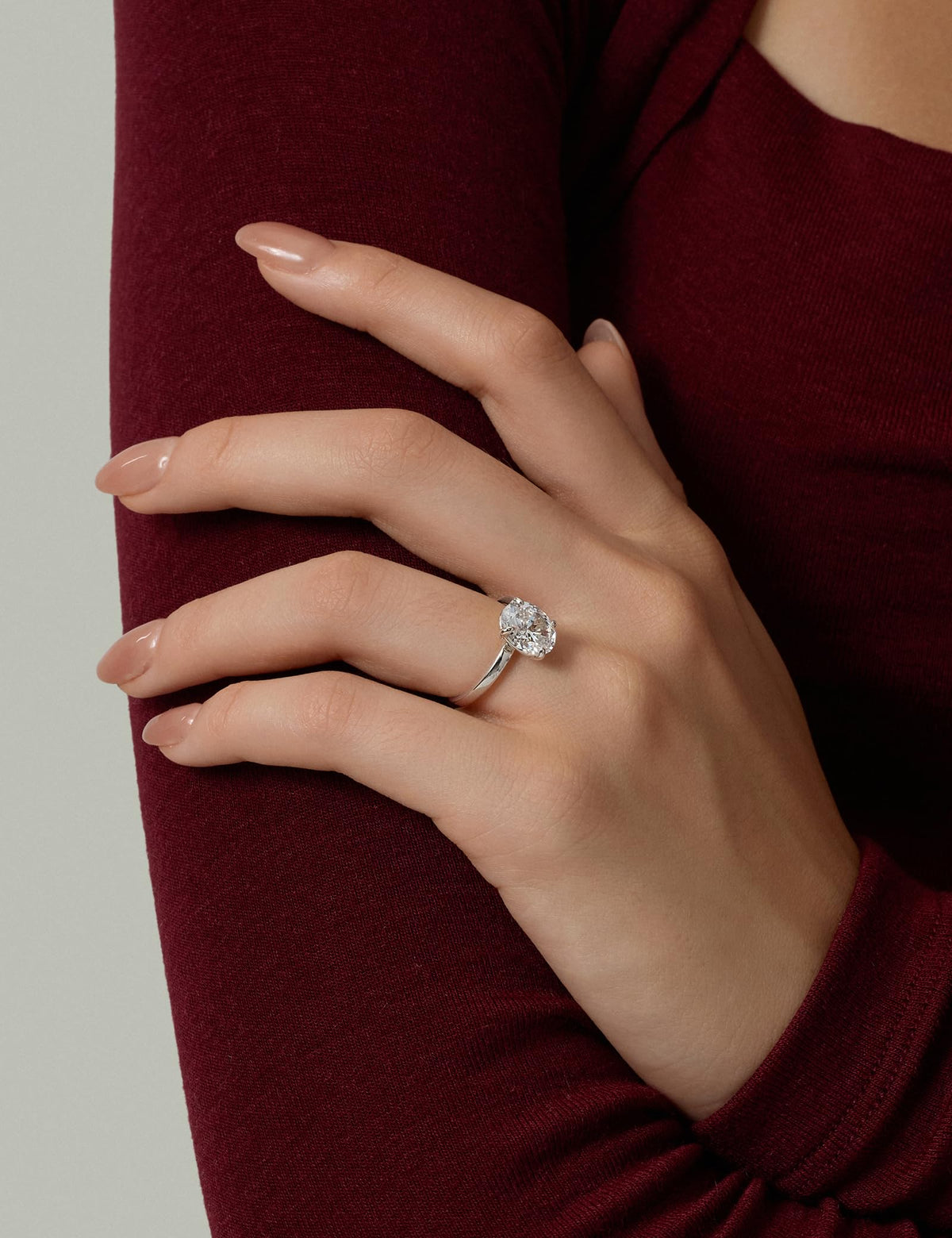 Oval Cut Engagement Ring – Gold or Silver Tone – product view 11