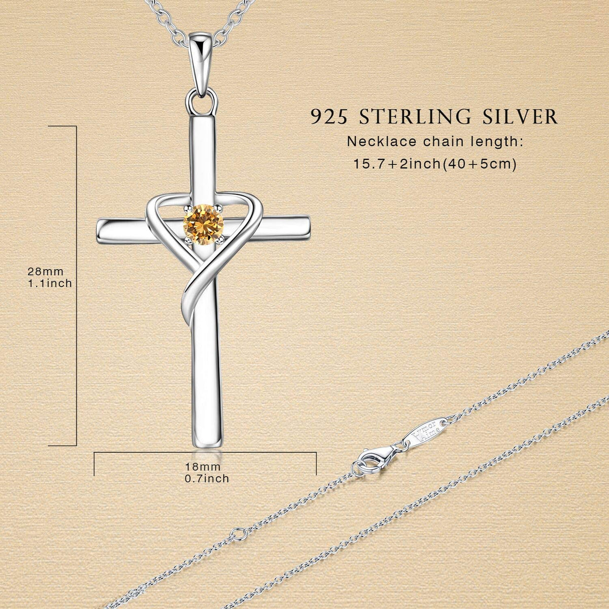 birth-month-inspired CZ cross necklace – product image 28