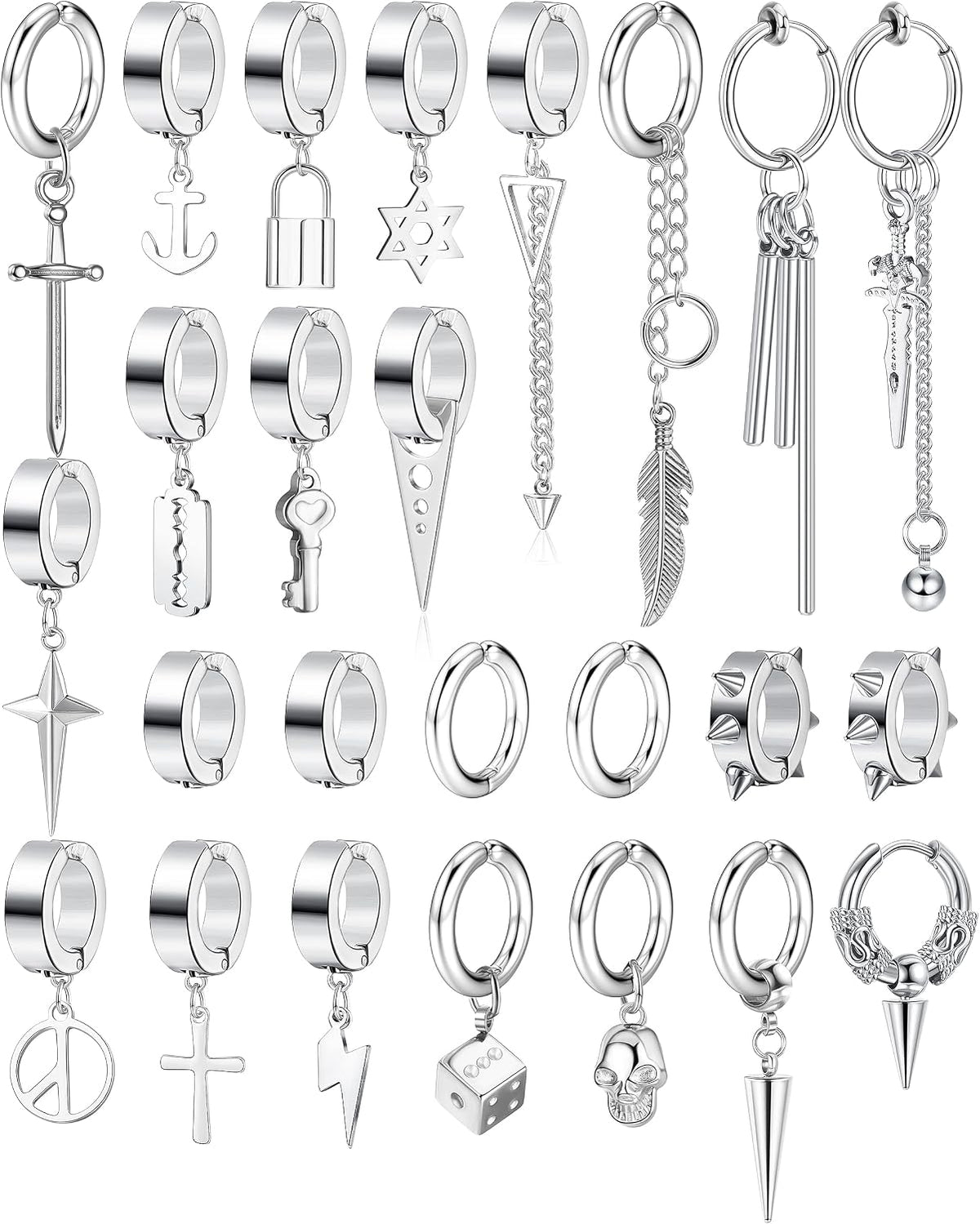 silver clip-on dangle earrings – product image 8