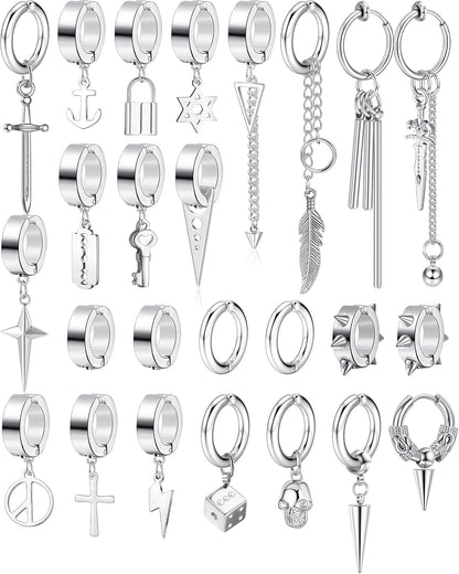 silver clip-on dangle earrings – product image 8