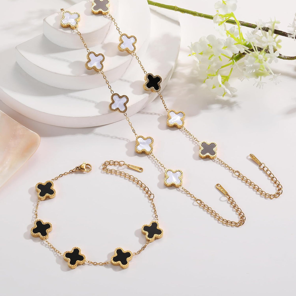 colorful clover bracelet gift set