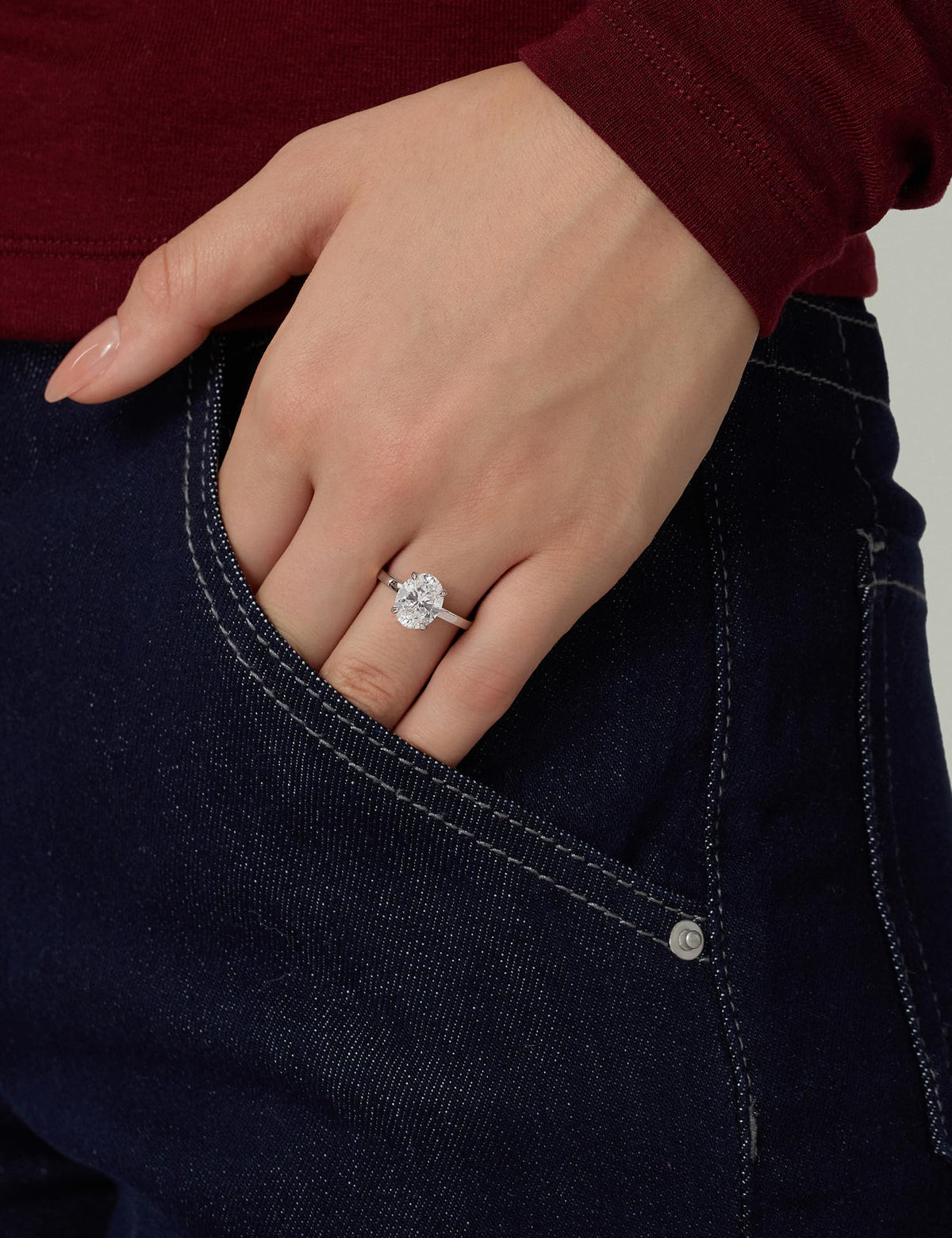 Oval Cut Engagement Ring – Gold or Silver Tone – product view 9