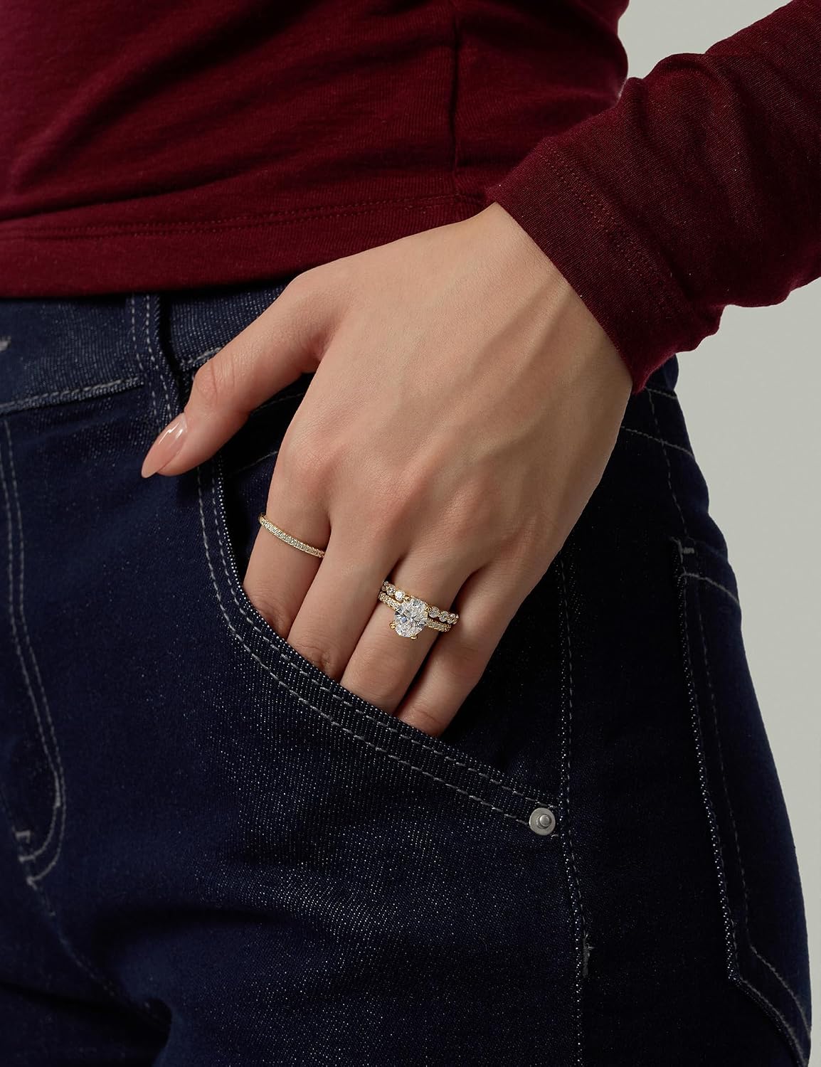 Oval Cut Brass Engagement Ring – product view 4