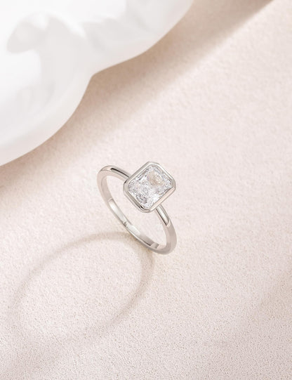 Radiant Cut Bezel Travel Engagement Ring – product view 8