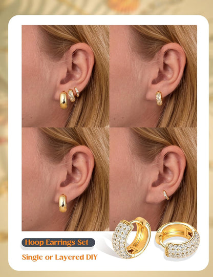 lightweight huggie hoop earring stack