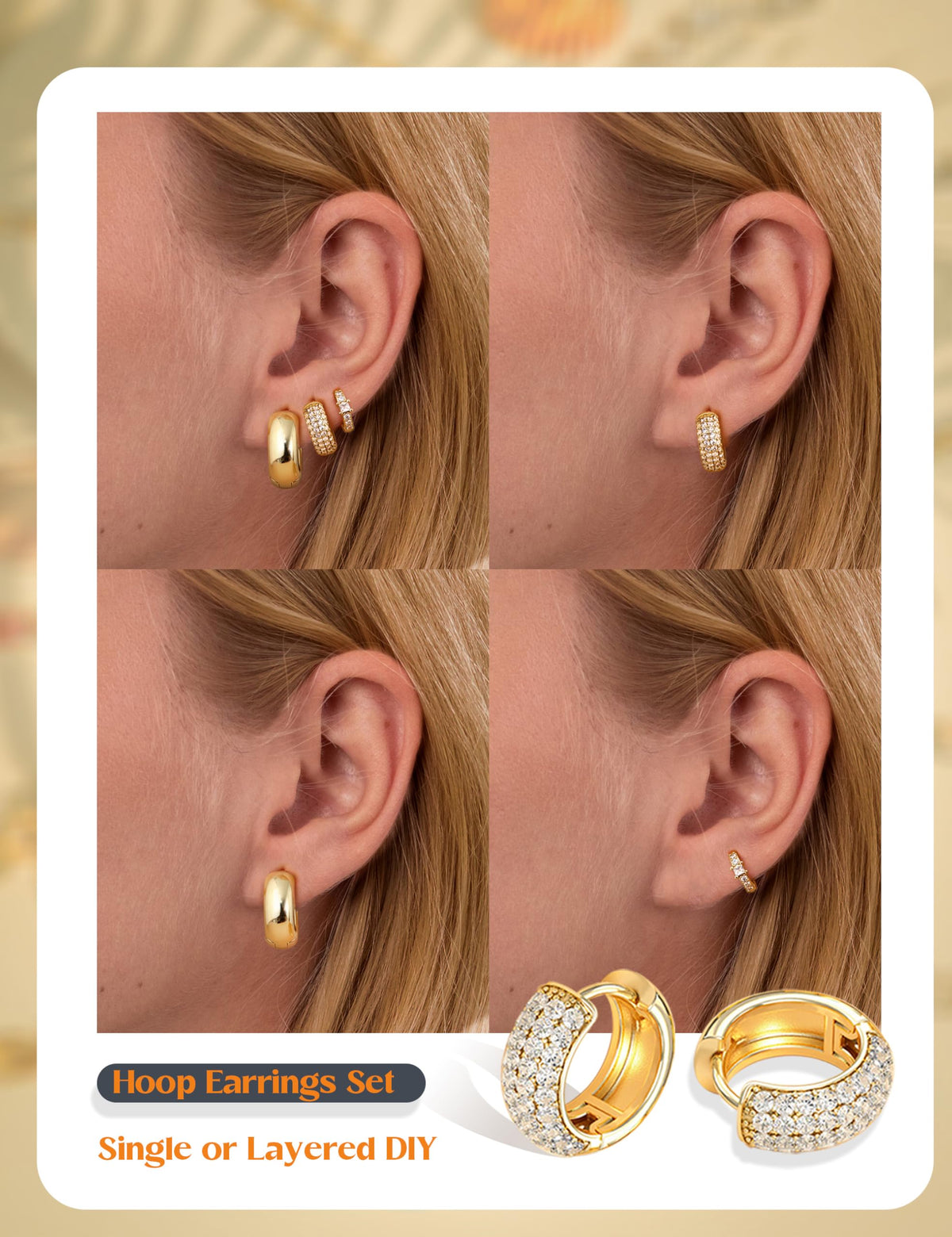 chunky huggie hoop earring set in gold and silver tone – product image 21