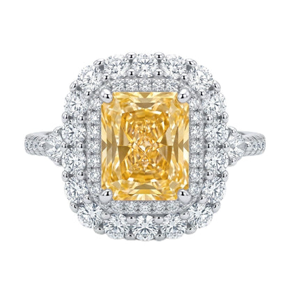 3CT Radiant Cut Double Halo Engagement Ring for Women, Cubic Zirconia 925 Sterling Silver Platinum Plated Cocktail Promise Ring