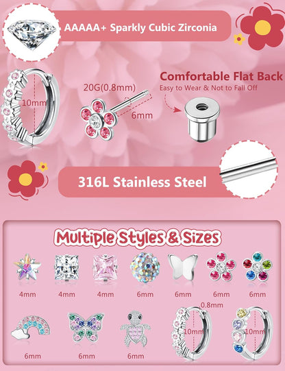 12-pair hypoallergenic surgical steel earring set – product image 6
