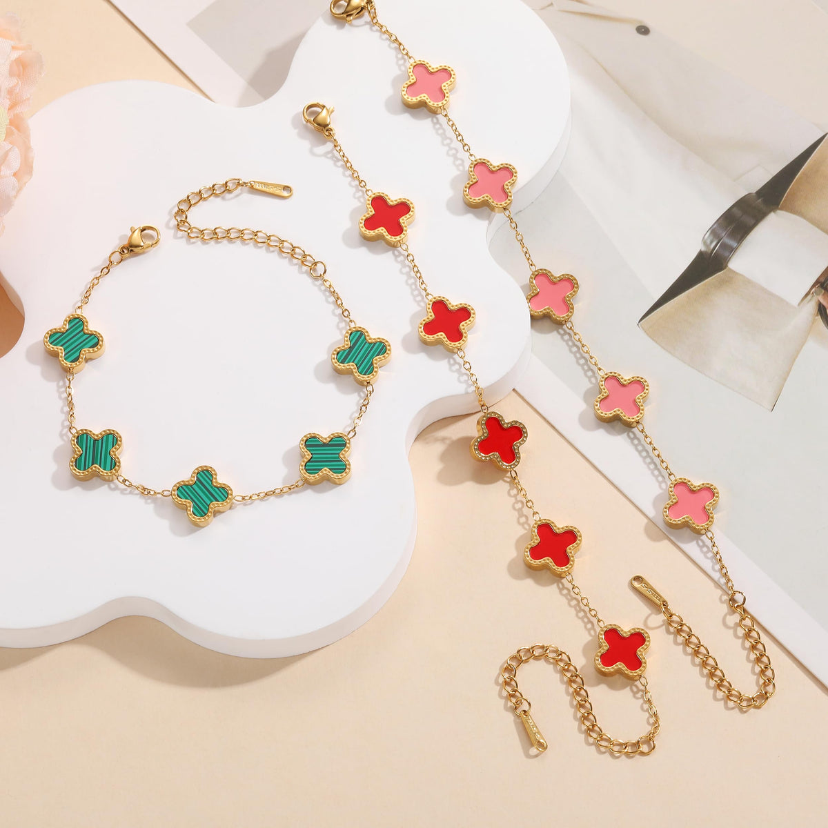 four-leaf clover bracelet stack – image 15