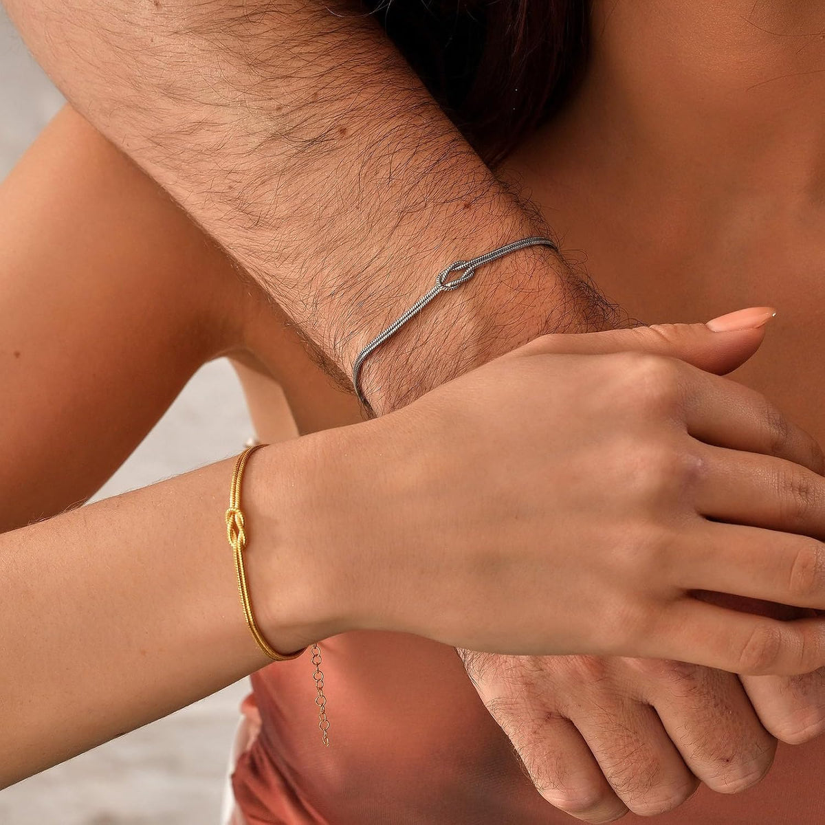 gold love knot herringbone bracelet – product image 7