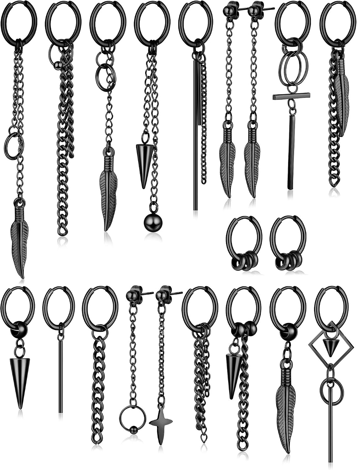 black gold and silver drop earrings – product image 8
