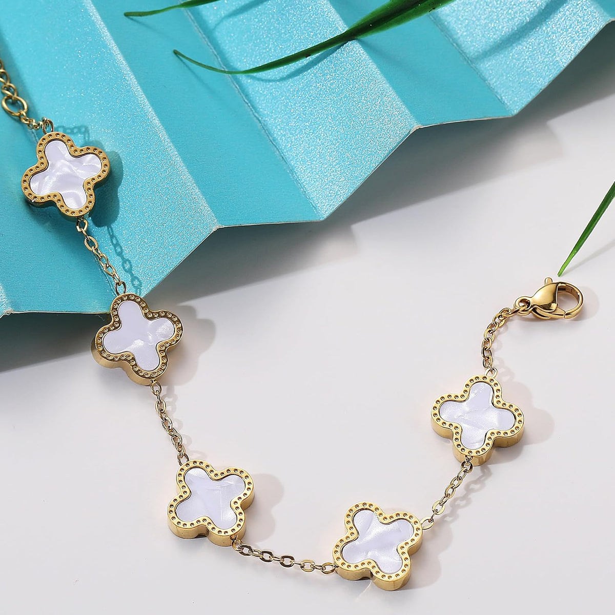 four-leaf clover bracelet stack