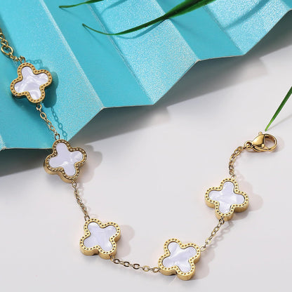 four-leaf clover bracelet stack