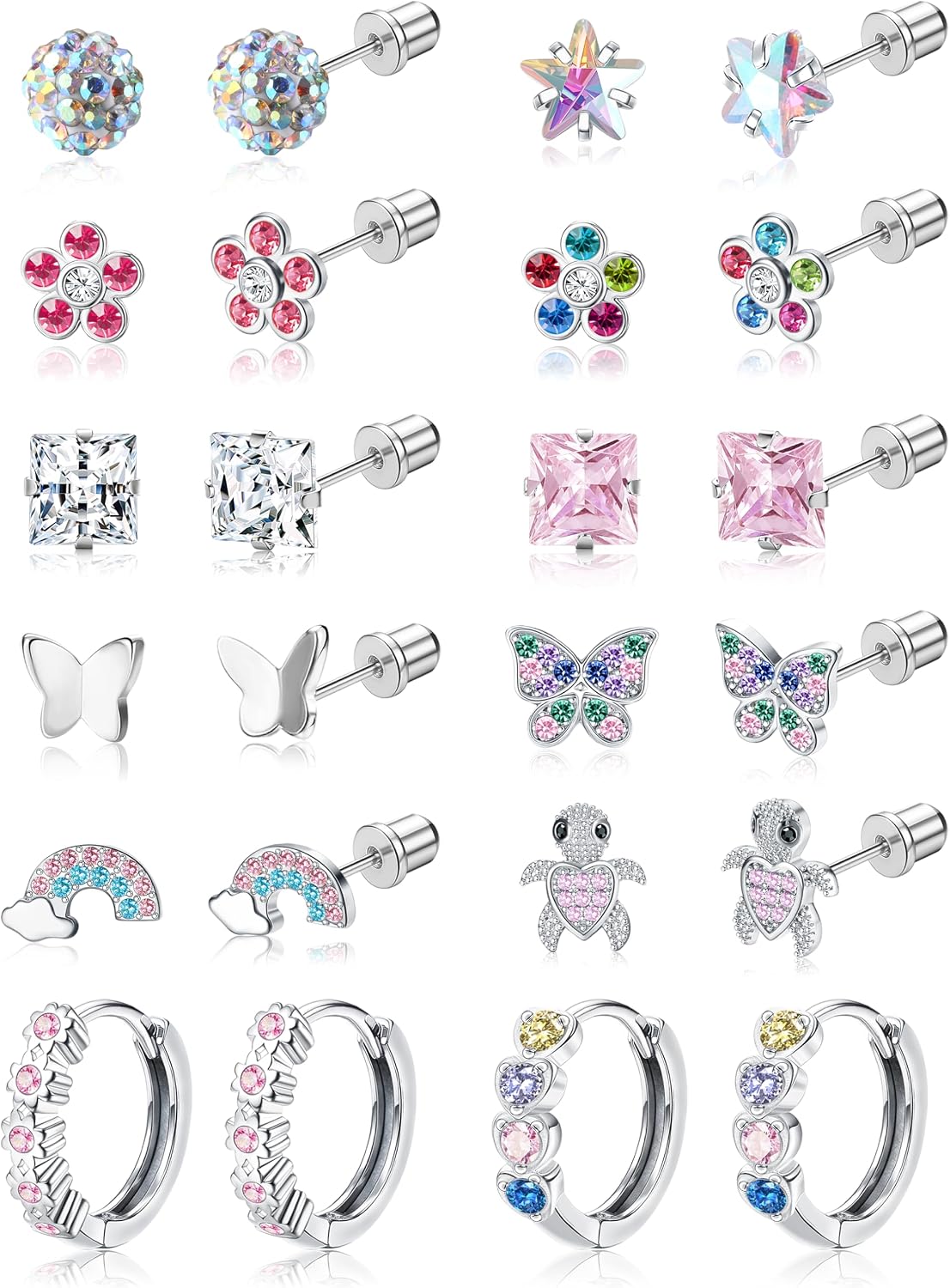 12-pair hypoallergenic surgical steel earring set