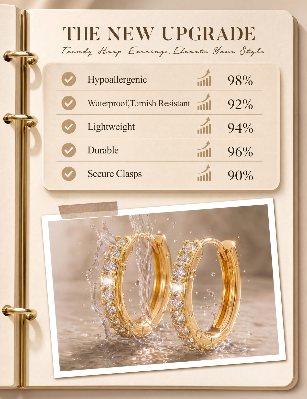 lightweight huggie hoop earring stack – product image 19