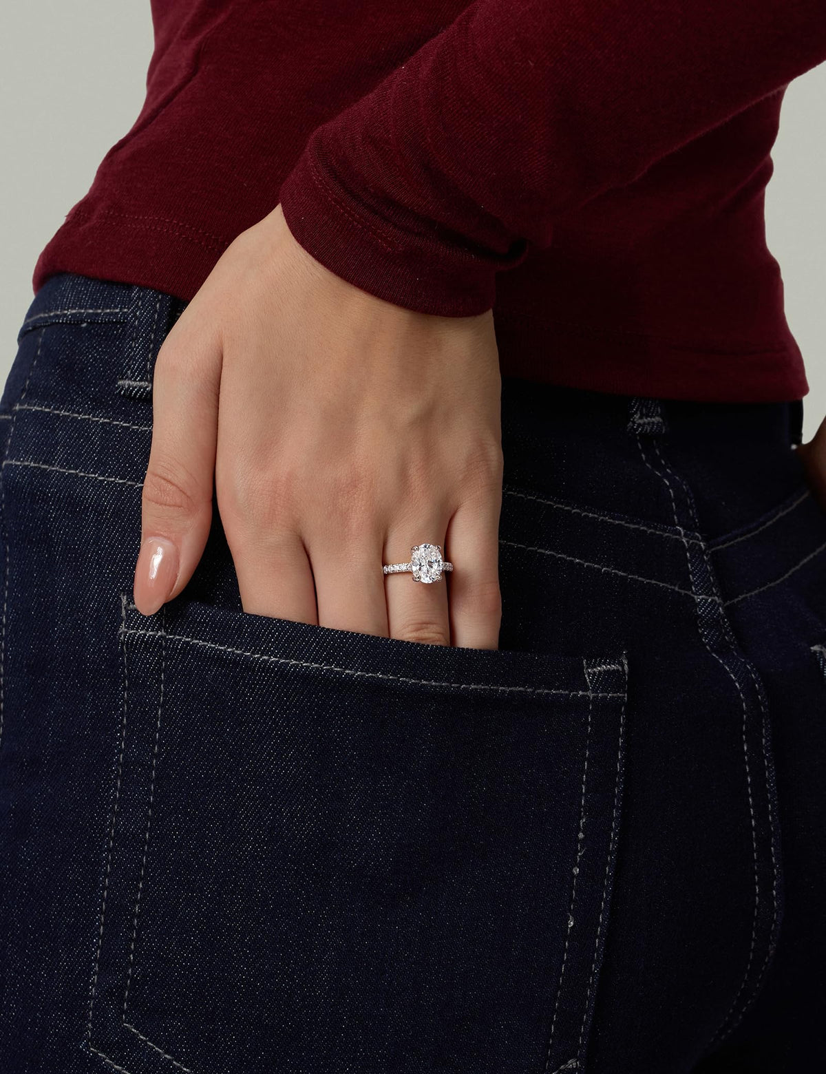Oval Cut Brass Engagement Ring – product view 9