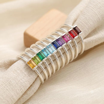 Dainty Silver Birthstone Ring – Non-Tarnish Stackable Ring