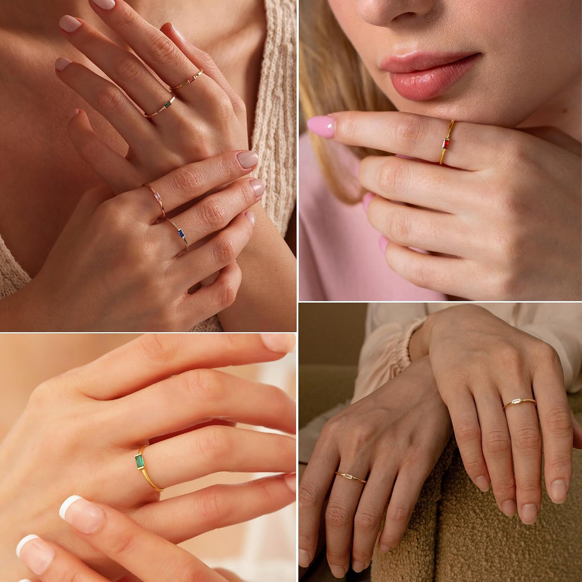 Dainty birth month ring for everyday wear