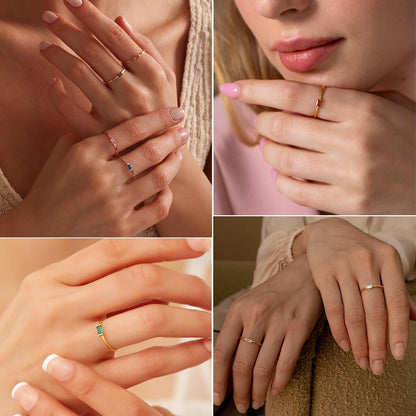 Dainty birth month ring for everyday wear
