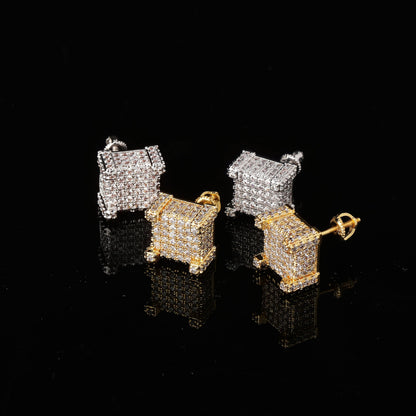 14K gold-plated iced-out cube studs – product image 22