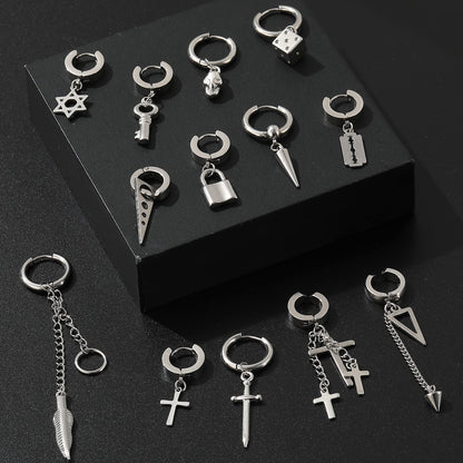 black cross and chain pierced earrings – product image 12