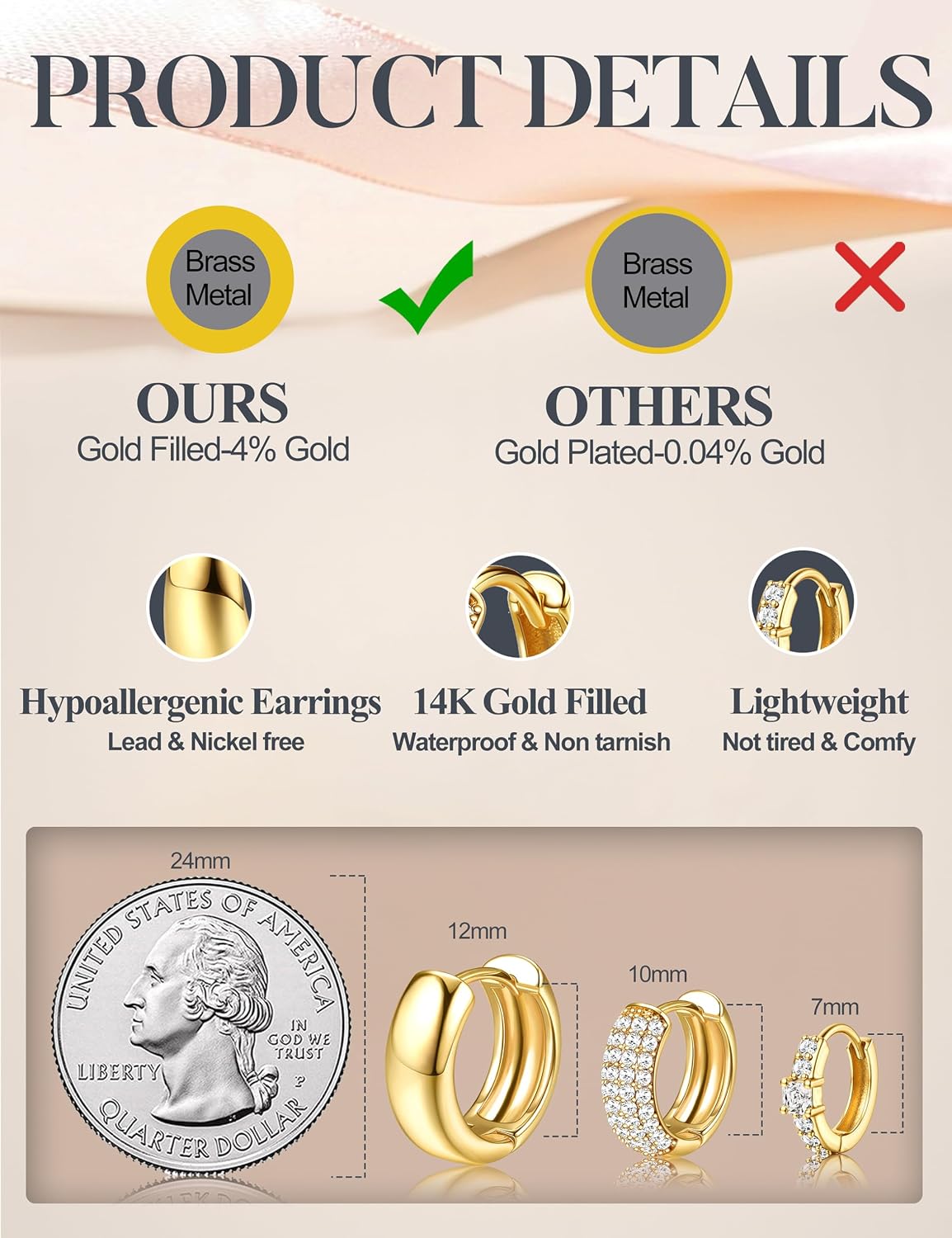 14K gold-plated chunky hoop earrings – product image 7