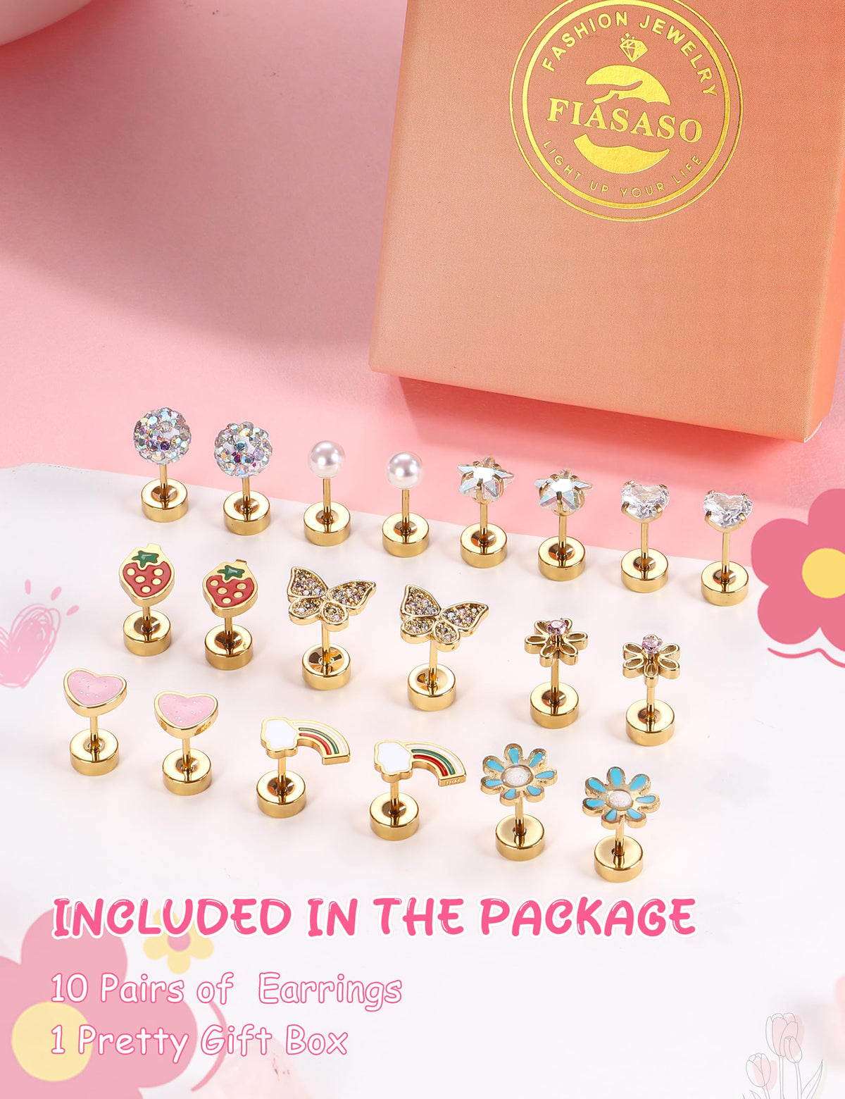 silver flat back earrings for girls – product image 9