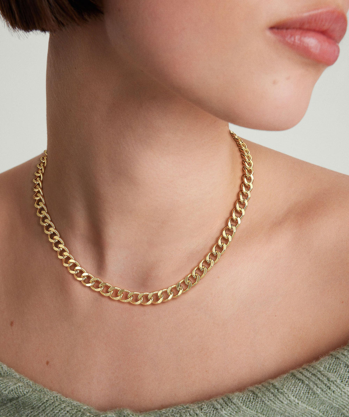 Gold Necklace for Women, 14K Gold Plated Chunky Chain Necklace