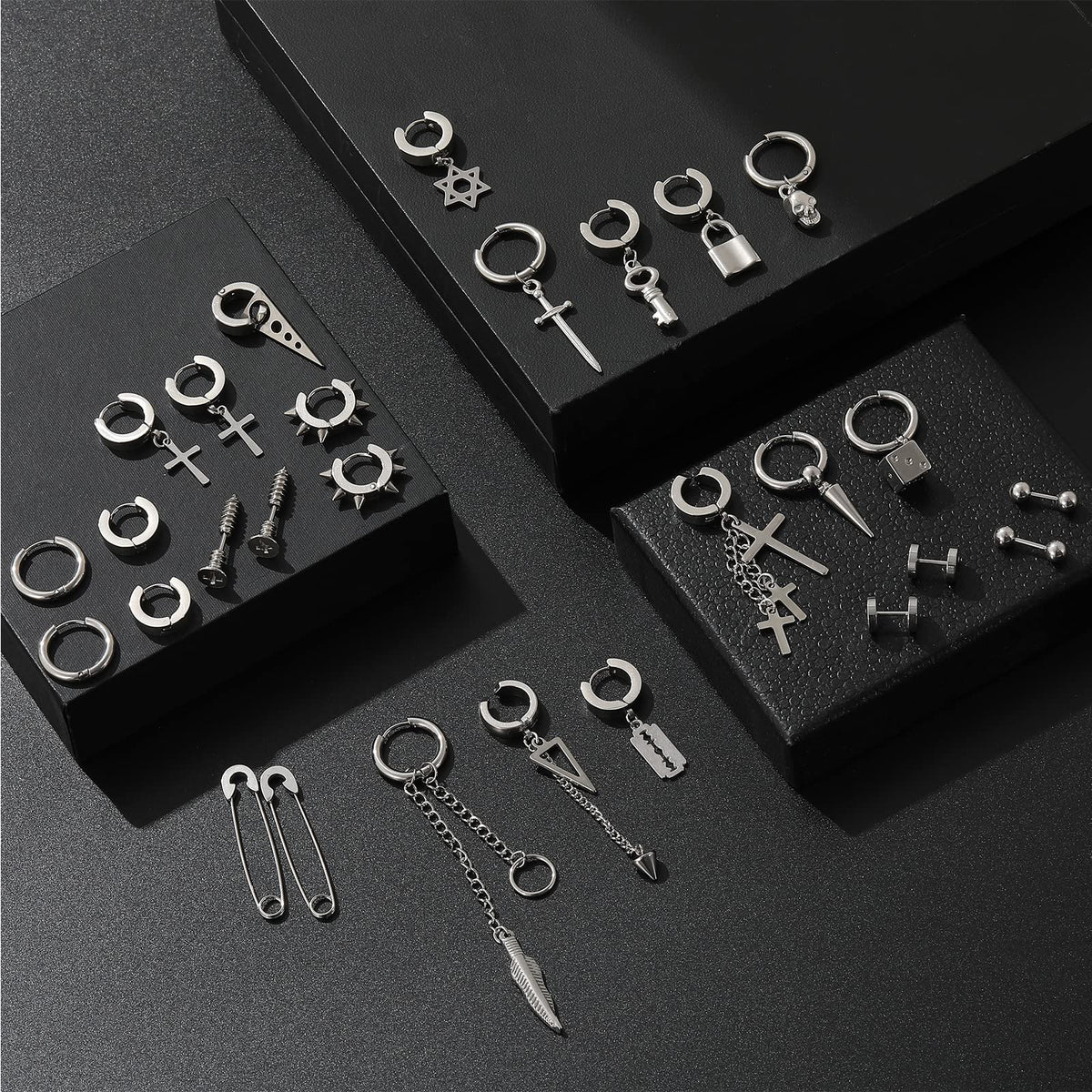 silver stainless steel cross earrings – product image 13