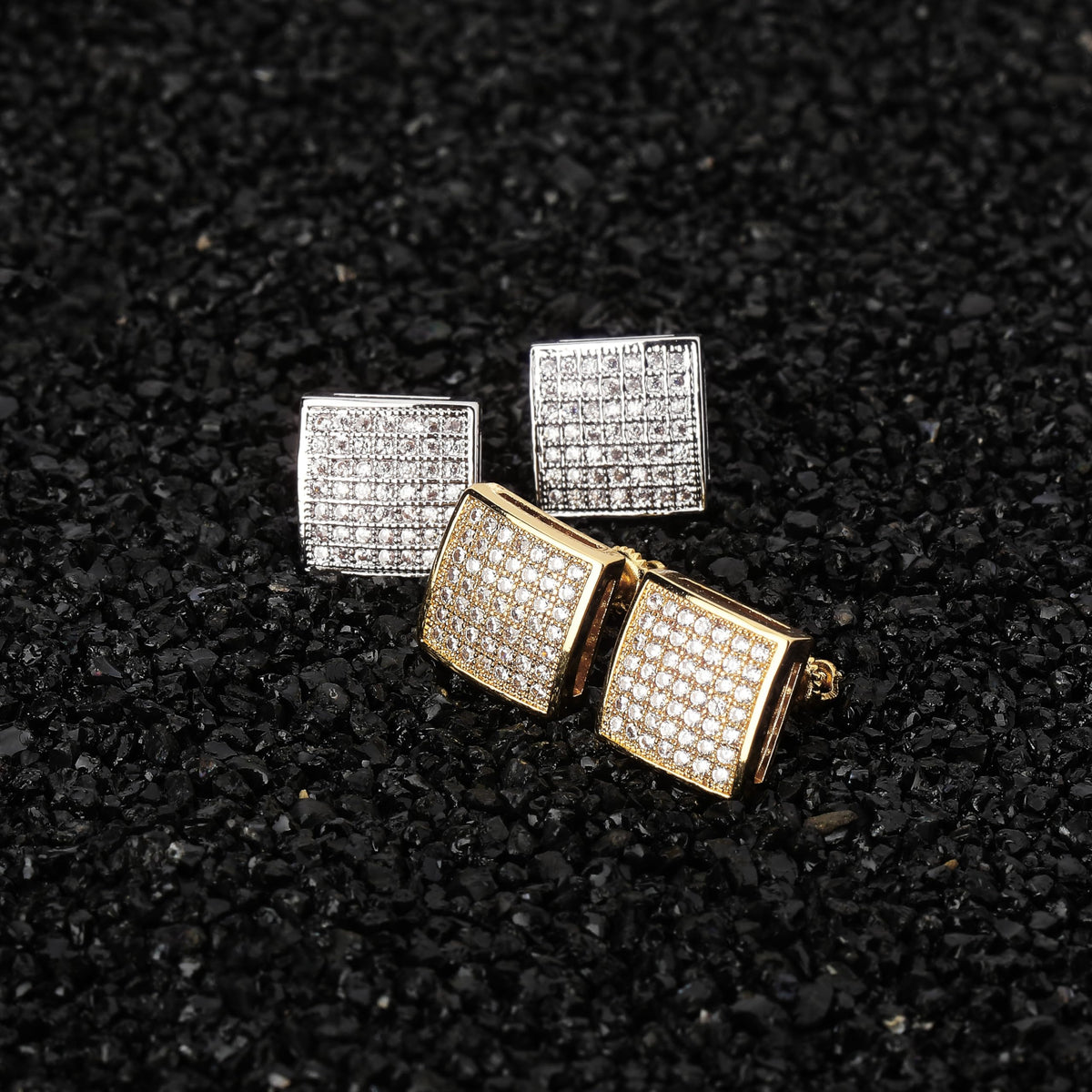S925 square screw-back CZ stud earrings – product image 26