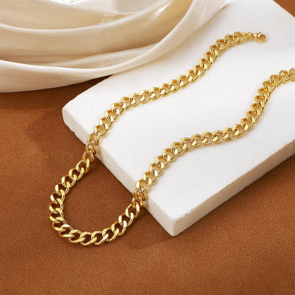 Gold Necklace for Women, 14K Gold Plated Chunky Chain Necklace