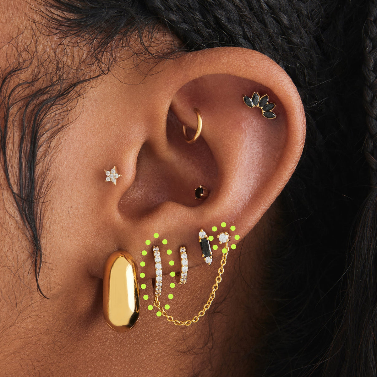 Chained Pavé Huggie x CZ Stud