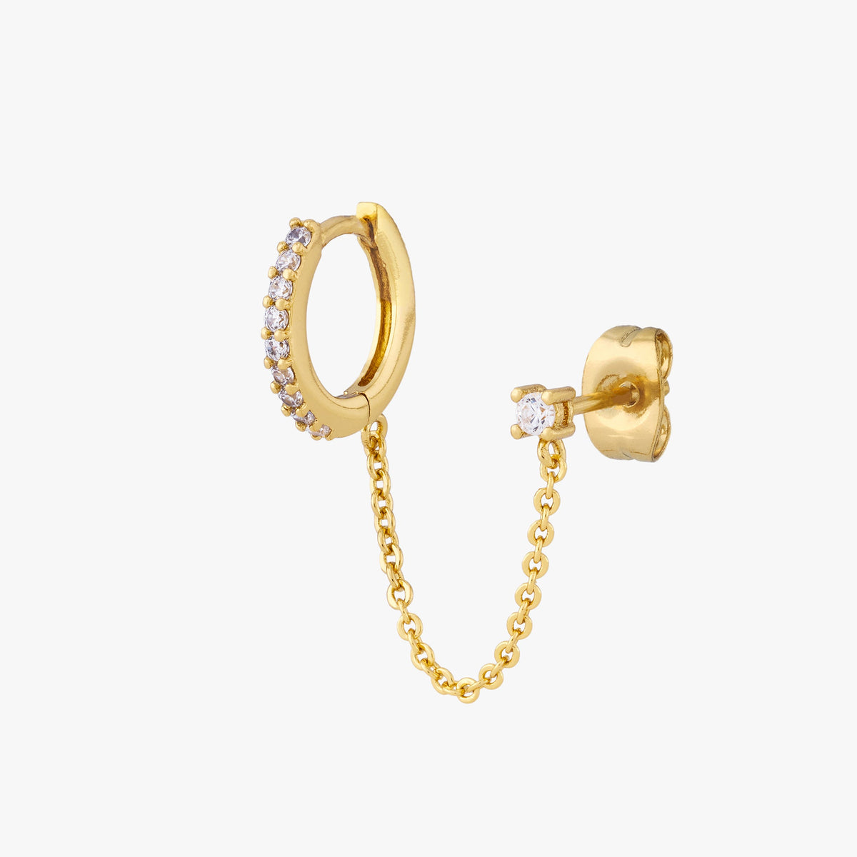 Chained Pavé Huggie x CZ Stud