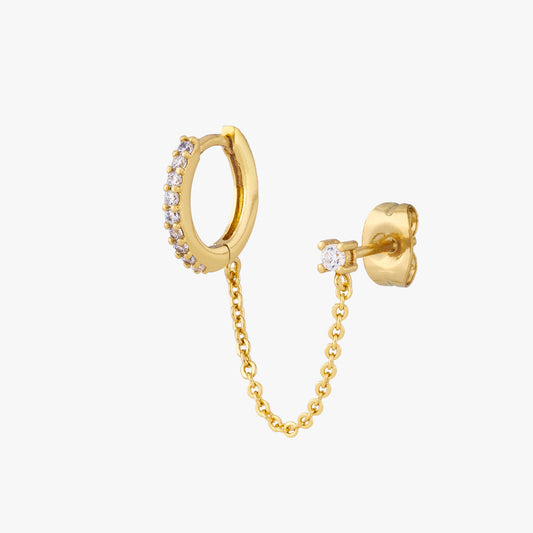 Chained Pavé Huggie x CZ Stud