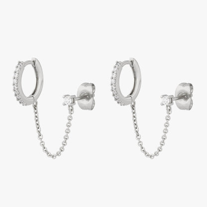 Chained Pavé Huggie x CZ Stud