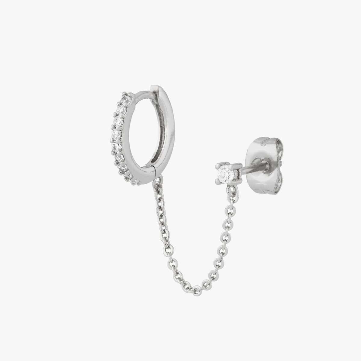 Chained Pavé Huggie x CZ Stud