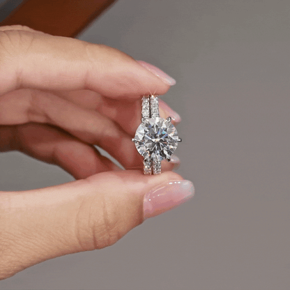 5 Carat Round Cut Moissanite Wedding Ring Set