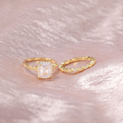 cheap wedding ring set, gold wedding rings, gold ring sets, cz bridal ring sets, fake bridal set rings, gold plated rings