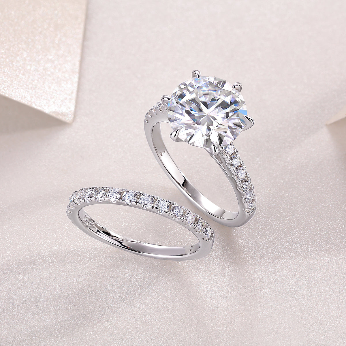 5 Carat Round Cut Moissanite Wedding Ring Set