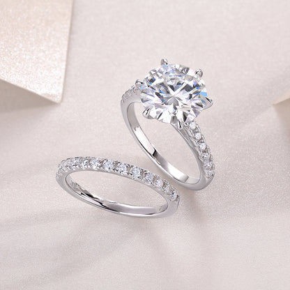 5 Carat Round Cut Moissanite Wedding Ring Set