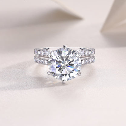 5 Carat Round Cut Moissanite Wedding Ring Set