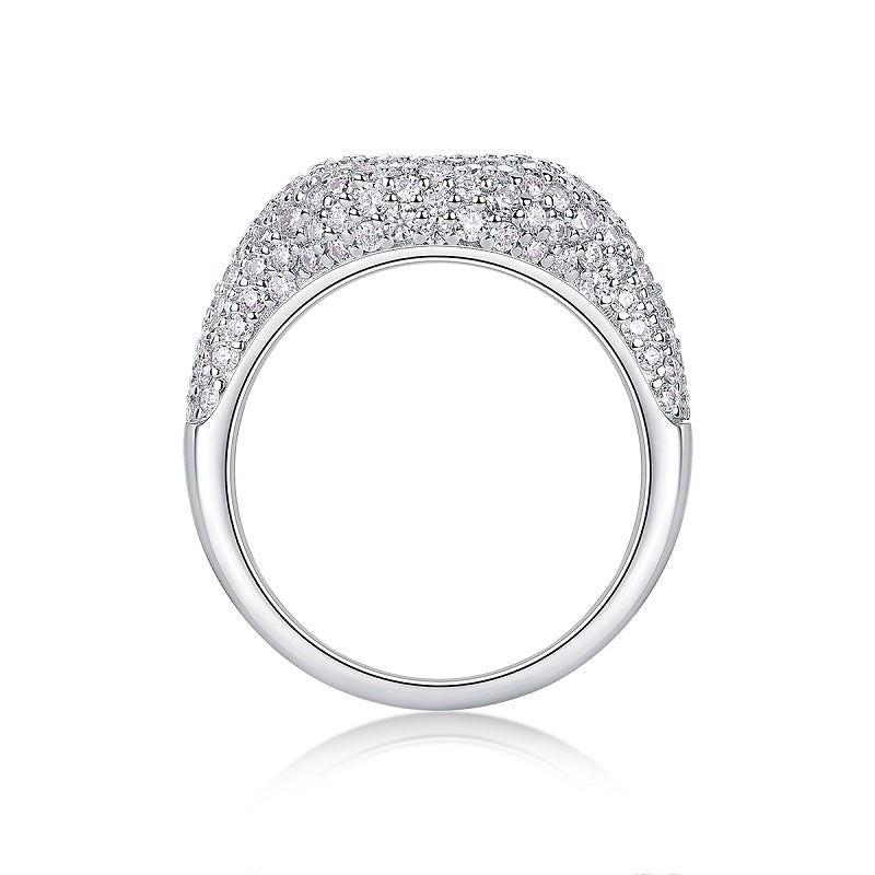 Pavé Moissanite Cluster Ring, 2mm, 1.5mm & 1.2mm Moissanite Stones,