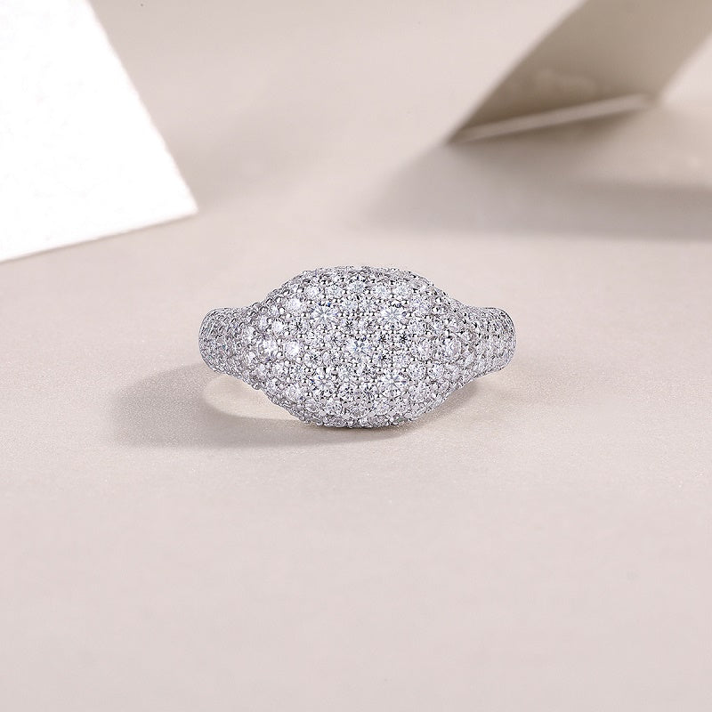 Pavé Moissanite Cluster Ring, 2mm, 1.5mm & 1.2mm Moissanite Stones,