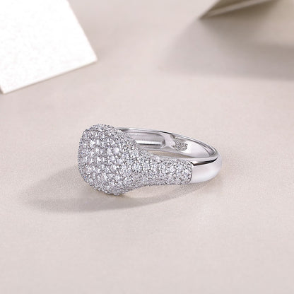 Pavé Moissanite Cluster Ring, 2mm, 1.5mm & 1.2mm Moissanite Stones,