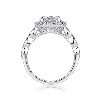 3.5CT Oval Cut Moissanite Halo Engagement Ring with Twisted Band